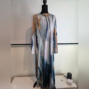Elegant Blue and Gold Women's Dress